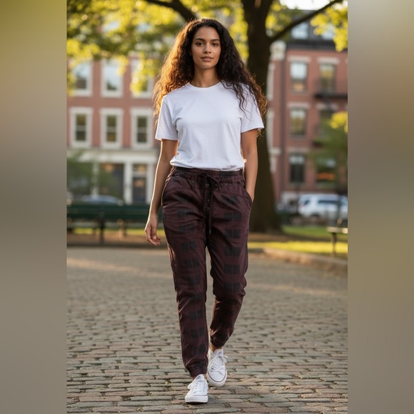 Anthropologie Pants - Anthropologie Plaid Jogger Pants | Utility Style | Size Medium